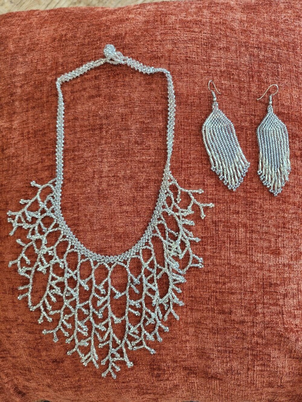 Women's Handmade Beaded Jewelry Set with Dangle Earrings